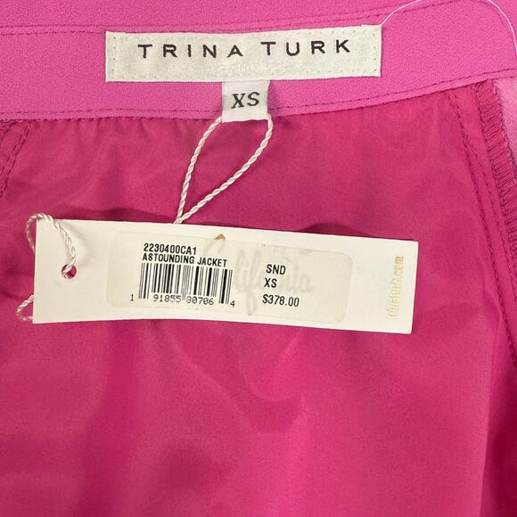 Trina Turk Snapdragon Pink Astounding Zip Up Collared Bomber Jacket Size XS NWT - Picture 9 of 11
